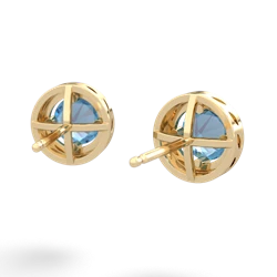 Blue Topaz Halo 14K Yellow Gold earrings E5320