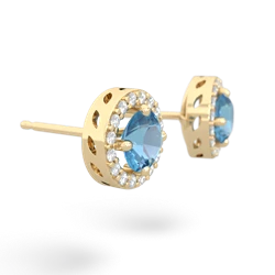 Blue Topaz Halo 14K Yellow Gold earrings E5320