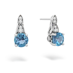 Blue Topaz Antique Elegance 14K White Gold earrings E3100