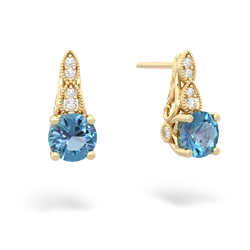 Blue Topaz Antique Elegance 14K Yellow Gold earrings E3100