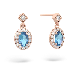 Blue Topaz Antique-Style Halo 14K Rose Gold earrings E5720