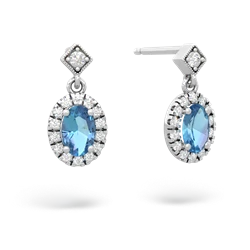 Blue Topaz Antique-Style Halo 14K White Gold earrings E5720