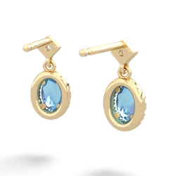 Blue Topaz Antique-Style Halo 14K Yellow Gold earrings E5720