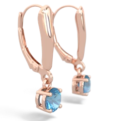 Blue Topaz 5Mm Round Lever Back 14K Rose Gold earrings E2785