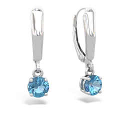 Blue Topaz 5Mm Round Lever Back 14K White Gold earrings E2785