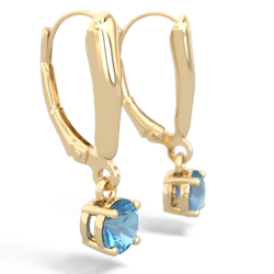 Blue Topaz 5Mm Round Lever Back 14K Yellow Gold earrings E2785