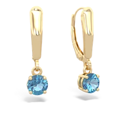 Blue Topaz 5Mm Round Lever Back 14K Yellow Gold earrings E2785