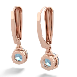 Blue Topaz 6Mm  Round Lever Back 14K Rose Gold earrings E2786