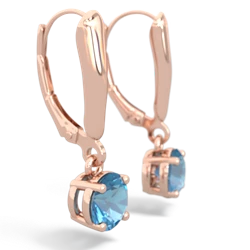 Blue Topaz 6Mm  Round Lever Back 14K Rose Gold earrings E2786