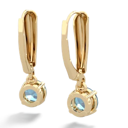 Blue Topaz 6Mm  Round Lever Back 14K Yellow Gold earrings E2786