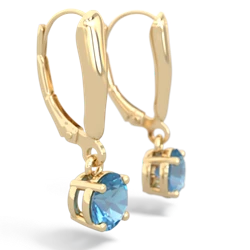 Blue Topaz 6Mm  Round Lever Back 14K Yellow Gold earrings E2786