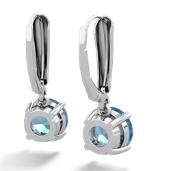 Blue Topaz 8Mm  Round Lever Back 14K White Gold earrings E2788