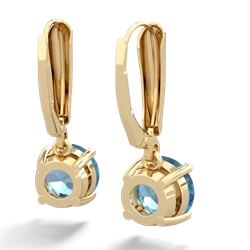 Blue Topaz 8Mm  Round Lever Back 14K Yellow Gold earrings E2788