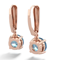 Blue Topaz 8Mm  Round Lever Back 14K Rose Gold earrings E2788