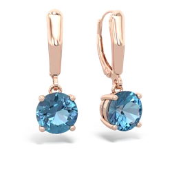 Blue Topaz 8Mm Round Lever Back 14K Rose Gold earrings E2788