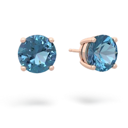 Blue Topaz 8Mm Round Stud 14K Rose Gold earrings E1788