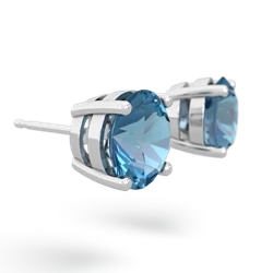 Blue Topaz 8Mm Round Stud 14K White Gold earrings E1788