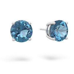 Blue Topaz 8Mm Round Stud 14K White Gold earrings E1788