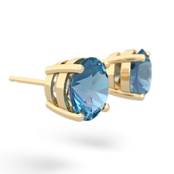 Blue Topaz 8Mm Round Stud 14K Yellow Gold earrings E1788