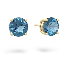 Blue Topaz 8Mm Round Stud 14K Yellow Gold earrings E1788