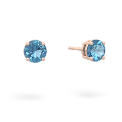 Blue Topaz 5Mm Round Stud 14K Rose Gold earrings E1785