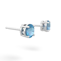 Blue Topaz 5Mm Round Stud 14K White Gold earrings E1785