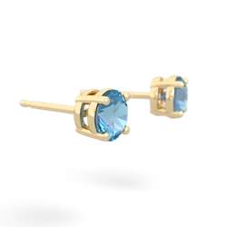 Blue Topaz 5Mm Round Stud 14K Yellow Gold earrings E1785