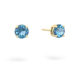 Blue Topaz 5Mm Round Stud 14K Yellow Gold earrings E1785