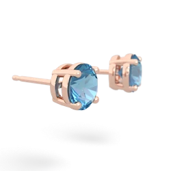 Blue Topaz 6Mm Round Stud 14K Rose Gold earrings E1786