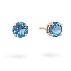 Blue Topaz 6Mm Round Stud 14K Rose Gold earrings E1786