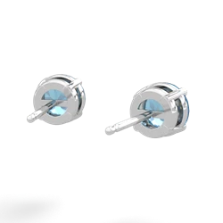 Blue Topaz 6Mm Round Stud 14K White Gold earrings E1786