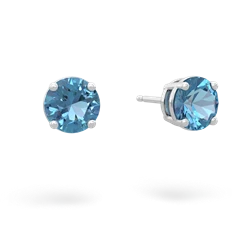 Blue Topaz 6Mm Round Stud 14K White Gold earrings E1786