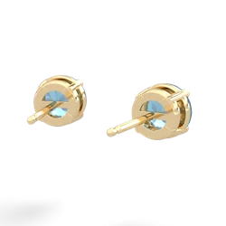 Blue Topaz 6Mm Round Stud 14K Yellow Gold earrings E1786