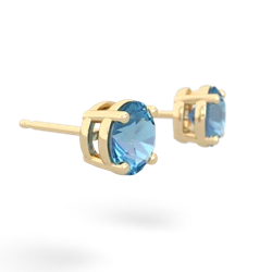 Blue Topaz 6Mm Round Stud 14K Yellow Gold earrings E1786