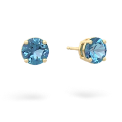 Blue Topaz 6Mm Round Stud 14K Yellow Gold earrings E1786