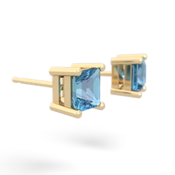 Blue Topaz 5Mm Princess Cut Stud 14K Yellow Gold earrings E1789