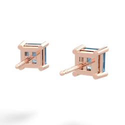 Blue Topaz 5Mm Princess Cut Stud 14K Rose Gold earrings E1789