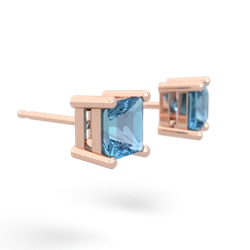 Blue Topaz 5Mm Princess Cut Stud 14K Rose Gold earrings E1789