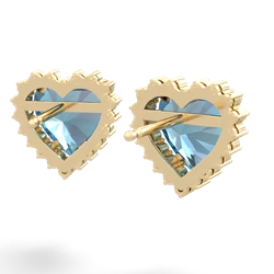 Blue Topaz Sparkling Halo Heart 14K Yellow Gold earrings E0391