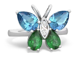 Blue Topaz Butterfly 14K White Gold ring R2215