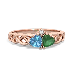 Blue Topaz Heart To Heart Braid 14K Rose Gold ring R5870