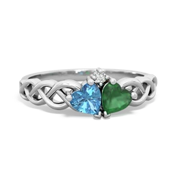 Blue Topaz Heart To Heart Braid 14K White Gold ring R5870