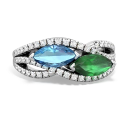 Blue Topaz Diamond Rivers 14K White Gold ring R3070