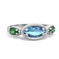 Blue Topaz Milgrain Marquise 14K White Gold ring R5700