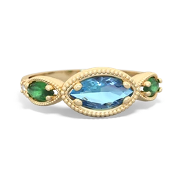 Blue Topaz Milgrain Marquise 14K Yellow Gold ring R5700