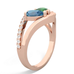 Blue Topaz Nestled Heart Keepsake 14K Rose Gold ring R5650