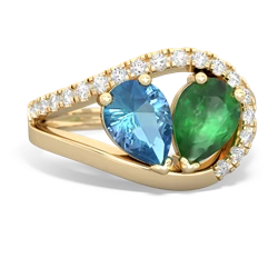 Blue Topaz Nestled Heart Keepsake 14K Yellow Gold ring R5650