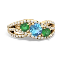 Blue Topaz Three Stone Aurora 14K Yellow Gold ring R3080