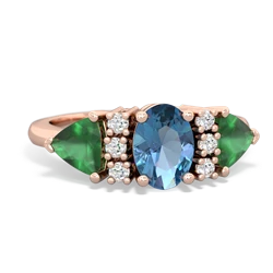 Blue Topaz Antique Style Three Stone 14K Rose Gold ring R2186