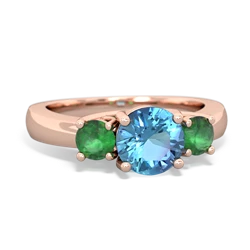 Blue Topaz Three Stone Round Trellis 14K Rose Gold ring R4018